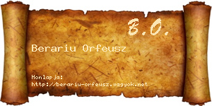 Berariu Orfeusz névjegykártya